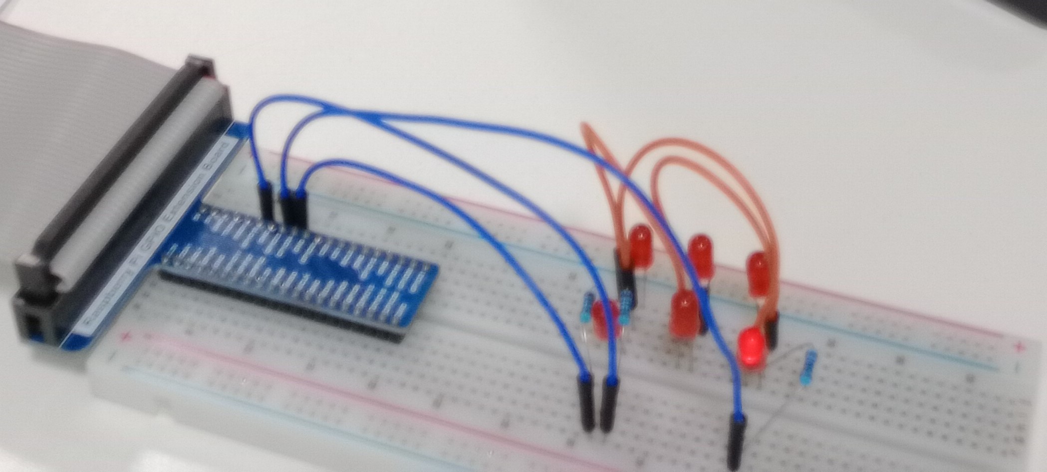 6 Diodos LEDS conectados a una Protoboard
